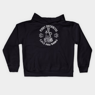 Easily Distracted by Cats and Books Kids Hoodie